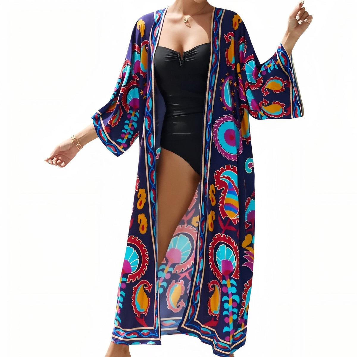 Kimono de plage estival imprimé grande taille