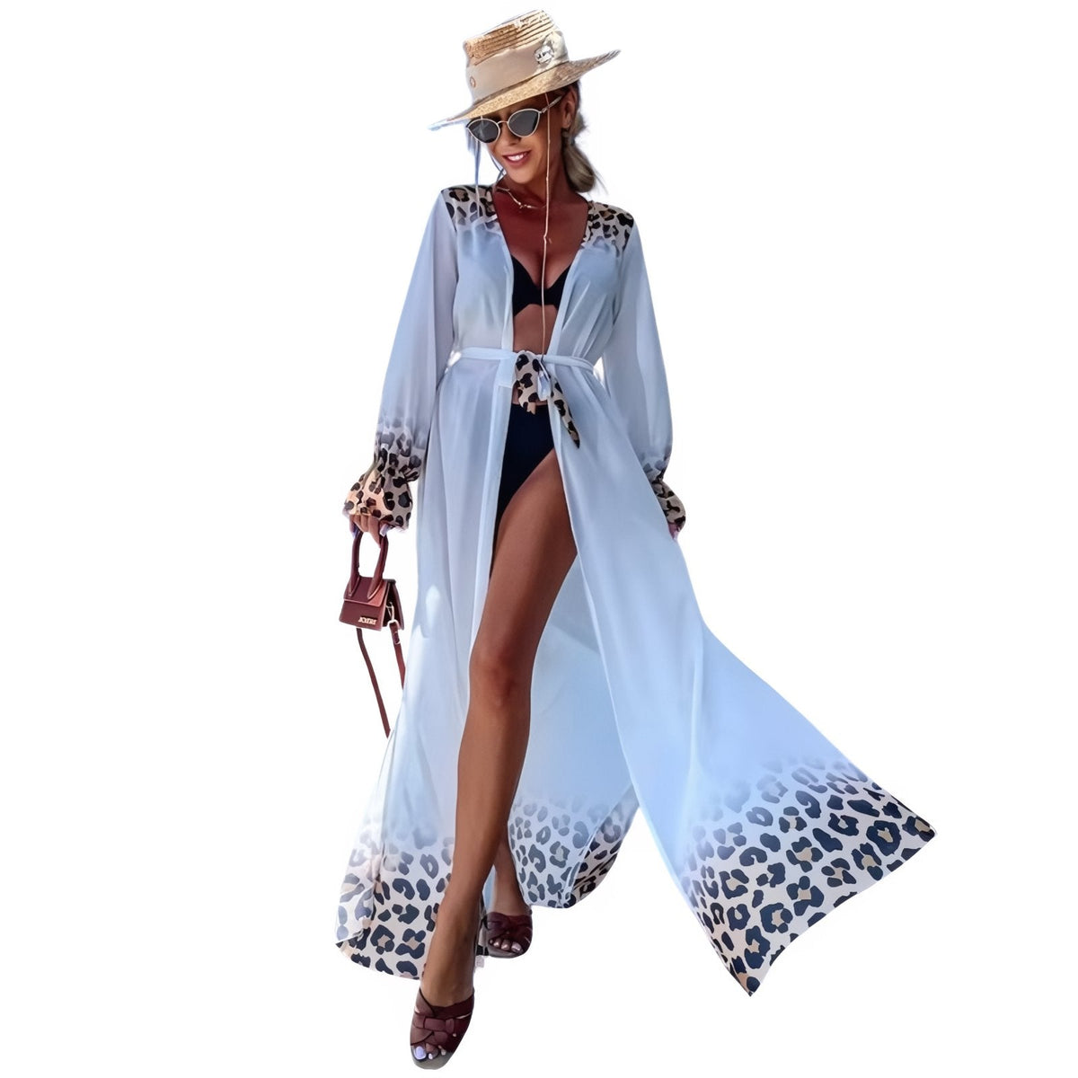 Kimono de plage façon léopard