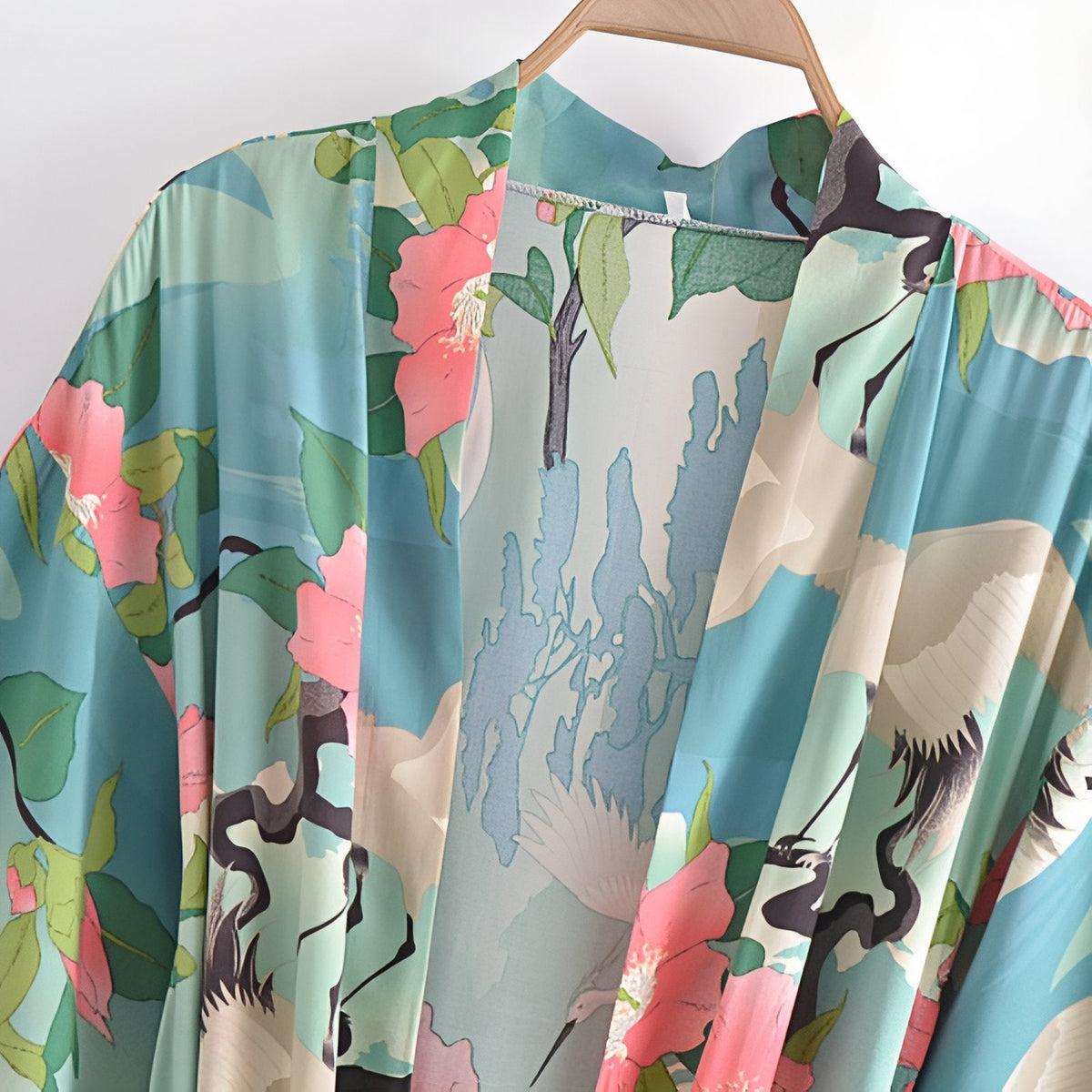 Kimono de plage fleuri à manches amples