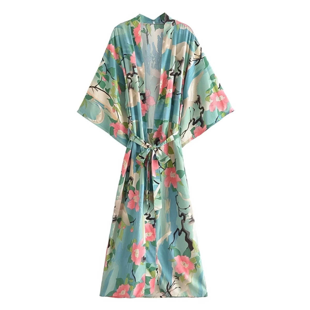 Kimono de plage floral à manches larges