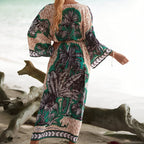 Kimono de plage grande taille à motif estival