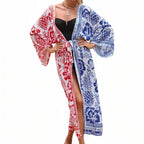 Kimono de plage grande taille avec dessin imprimé estival