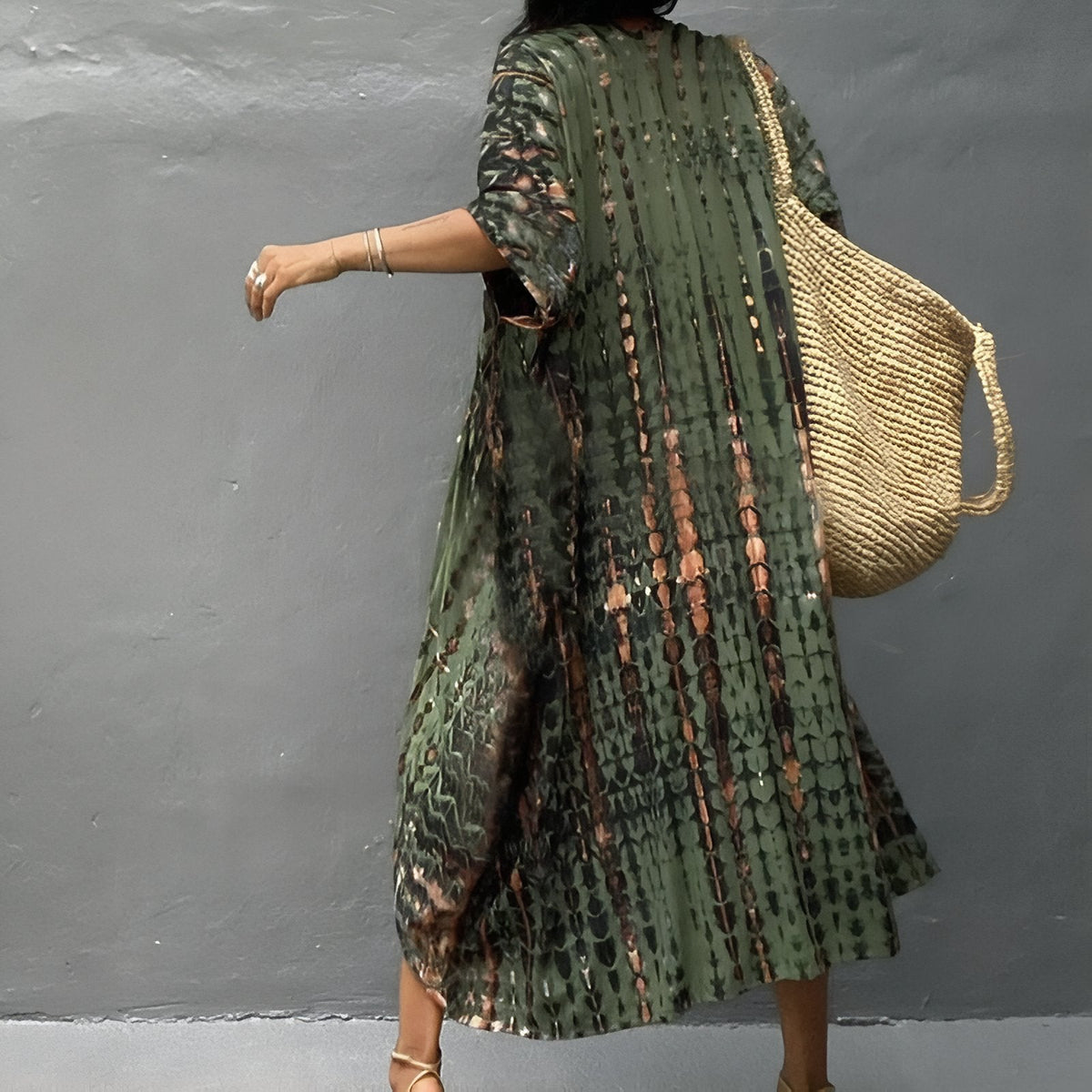 Kimono de plage imprimé à lignes