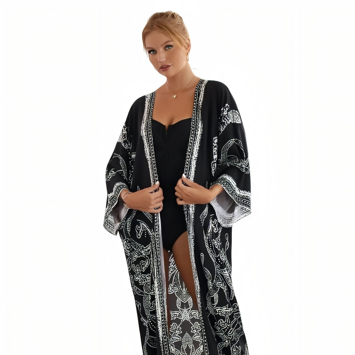 Kimono de plage imprimé estival au format grande taille