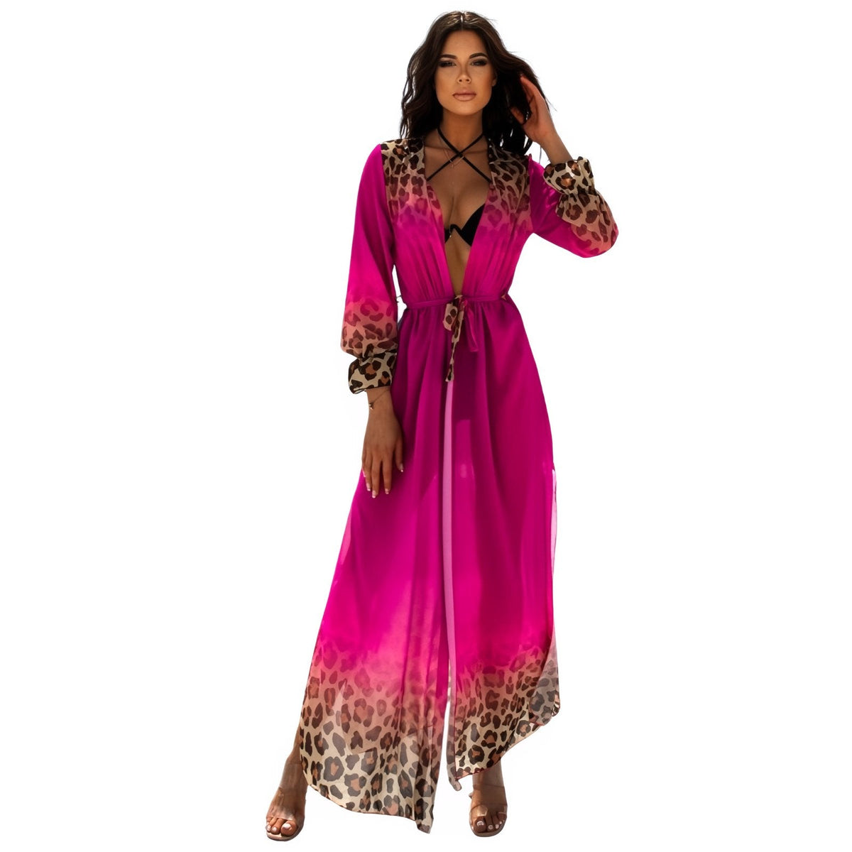 Kimono de plage imprimé léopard