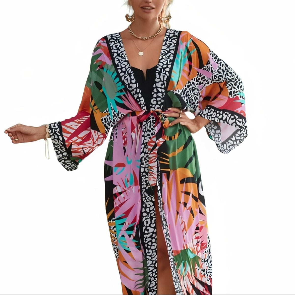 Kimono de style africain coloré et balnéaire
