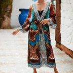 Kimono d’été grande taille avec motif imprimé de plage