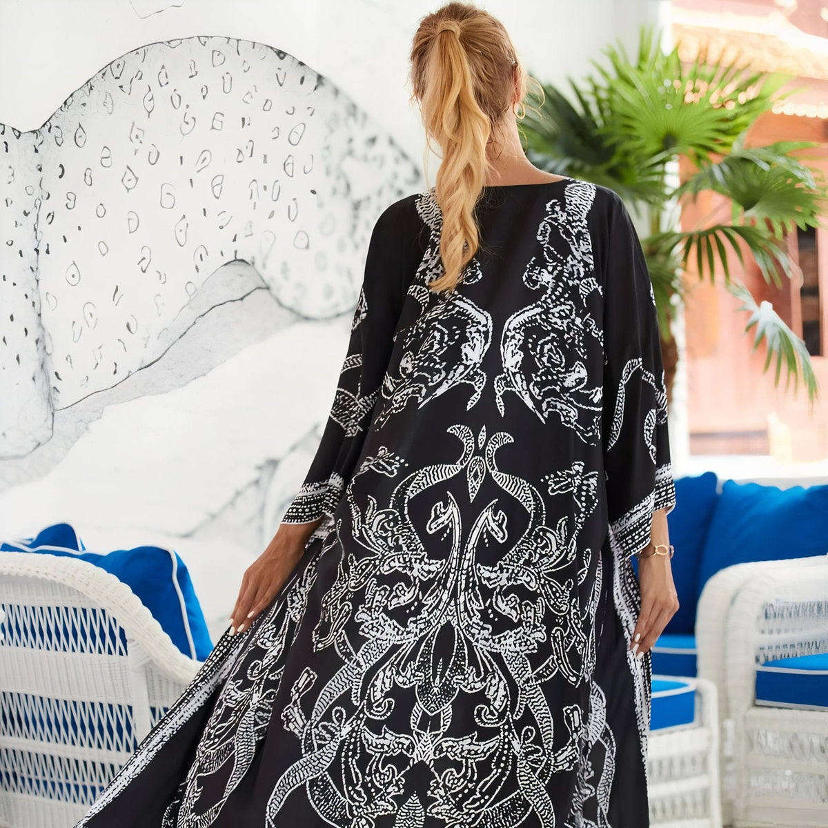 Kimono d’été imprimé de plage grande taille
