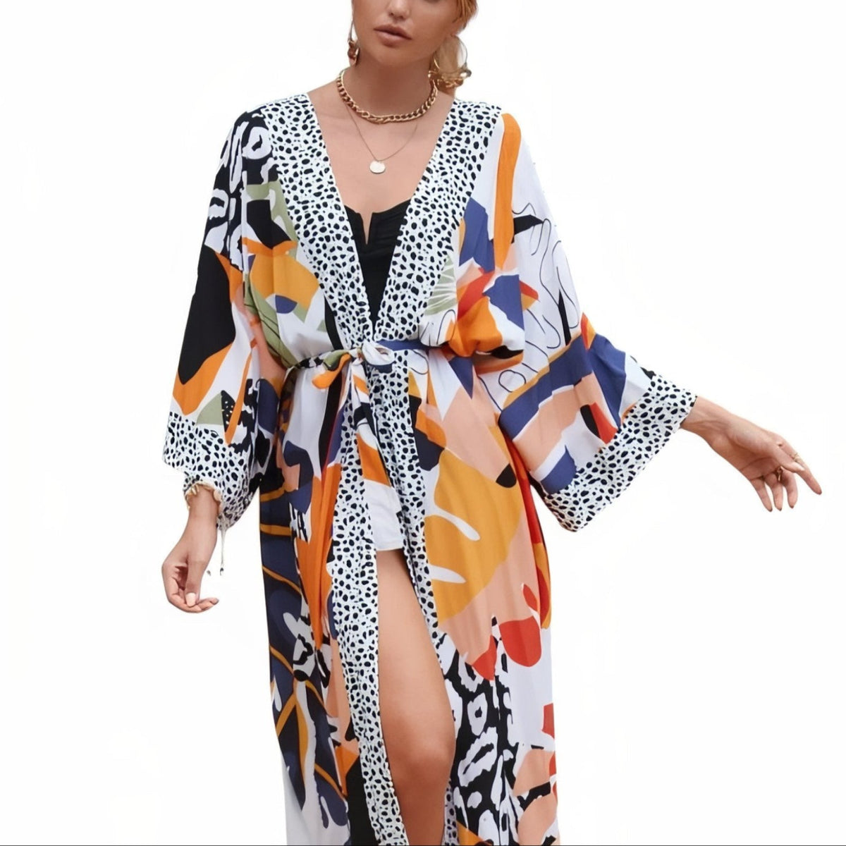 Kimono d’inspiration africaine aux couleurs variées pour la plage