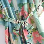 Kimono effet floral pour la plage à manches larges