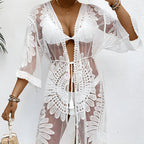 Kimono en dentelle pour la plage