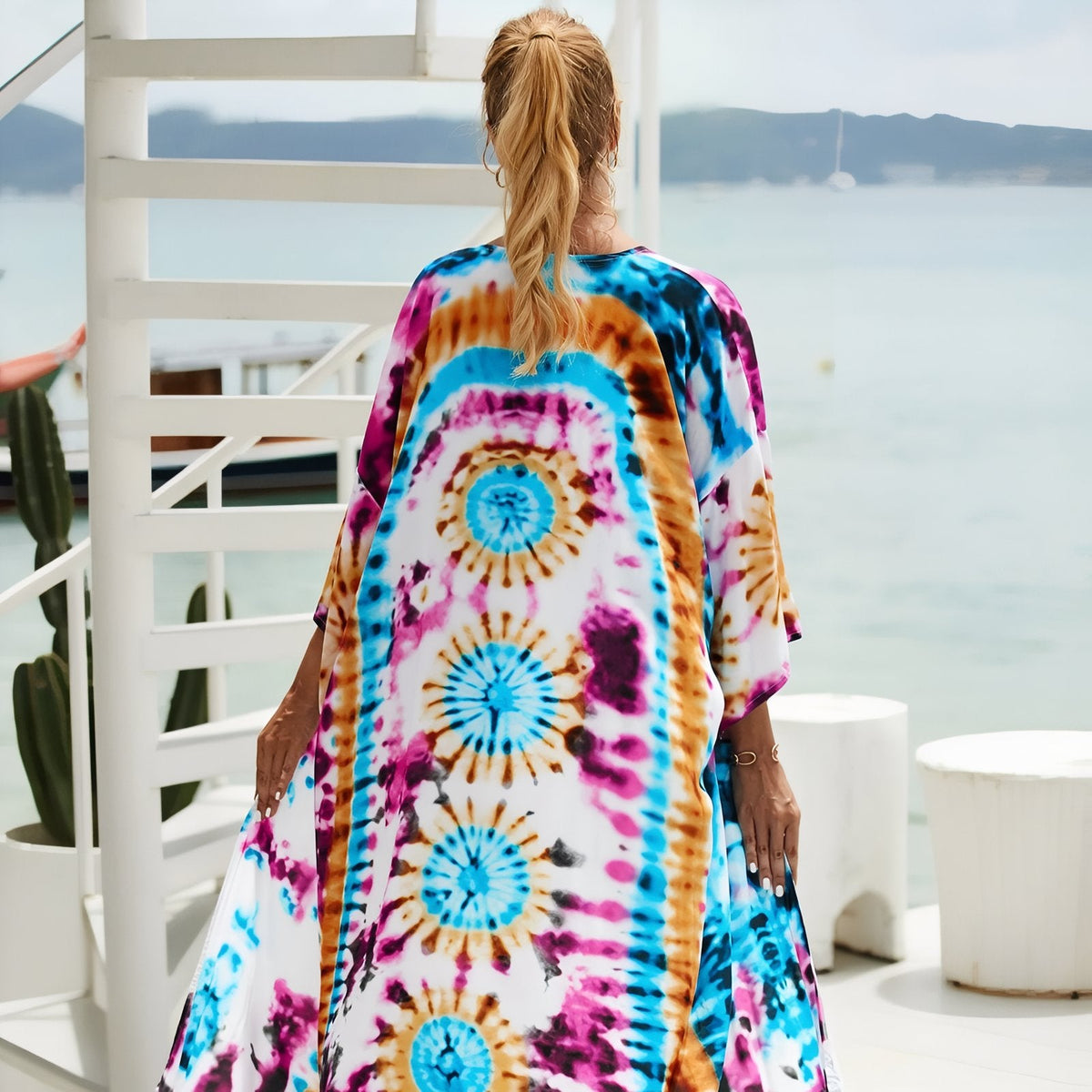 Kimono estival de plage grande taille avec imprimé