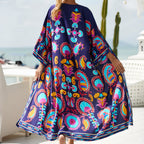Kimono estival grande taille à imprimé de plage