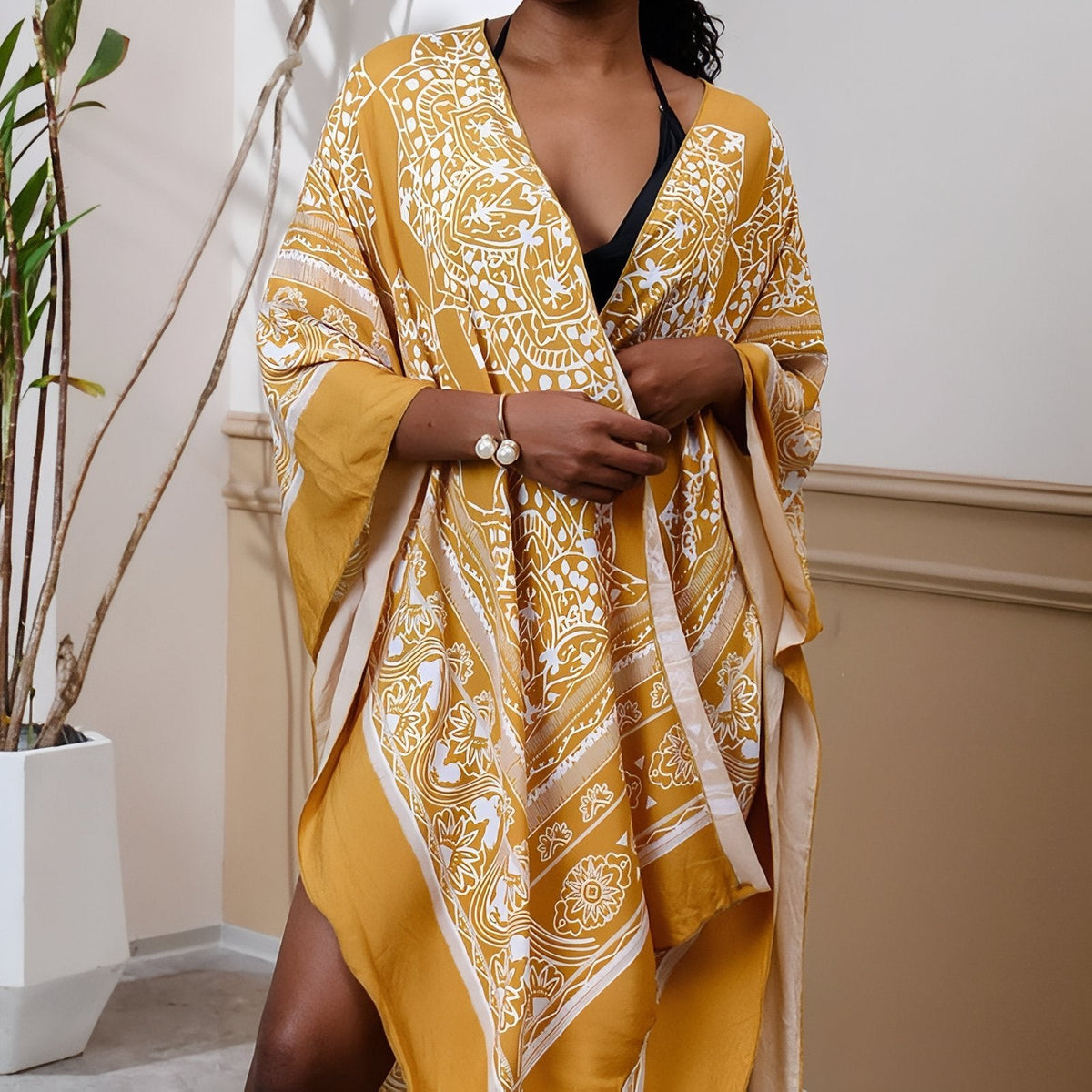 Kimono ethnique court au style vintage