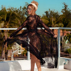 Kimono façon cardigan transparent et brodé
