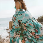 Kimono floral de plage aux manches larges
