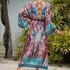 Kimono grande taille à motif estival de plage