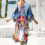 Kimono grande taille estival avec imprimé pour la plage