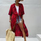 Kimono imprimé de plage à motif ligné