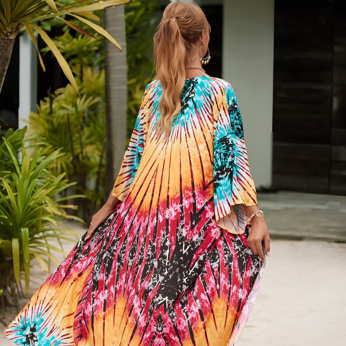 Kimono imprimé pour plage d’été en grande taille