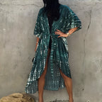 Kimono imprimé rayé pour la plage