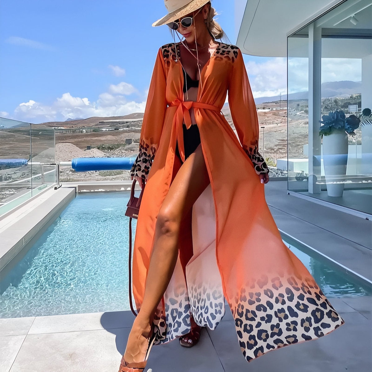 Kimono léopard pour tenue de plage