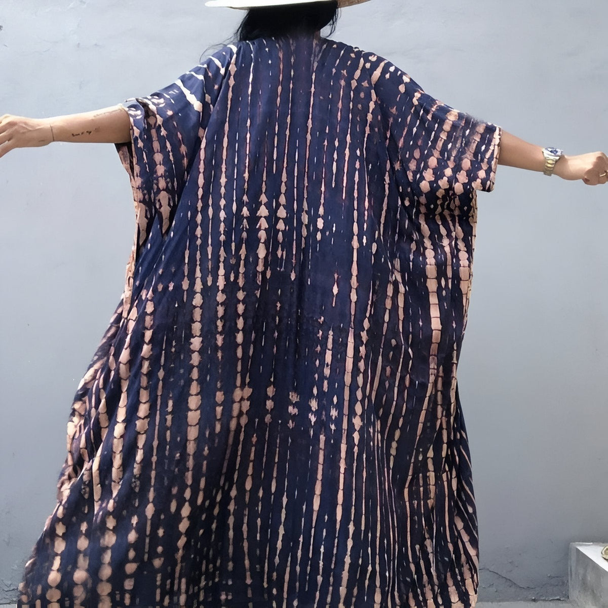Kimono ligné à motif imprimé de plage