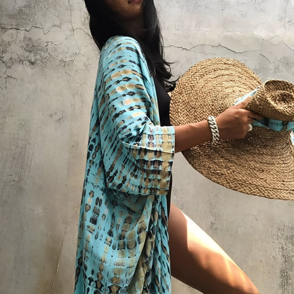 Kimono ligné imprimé pour la plage