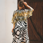 Kimono long de plage aux imprimés léopard et zèbre