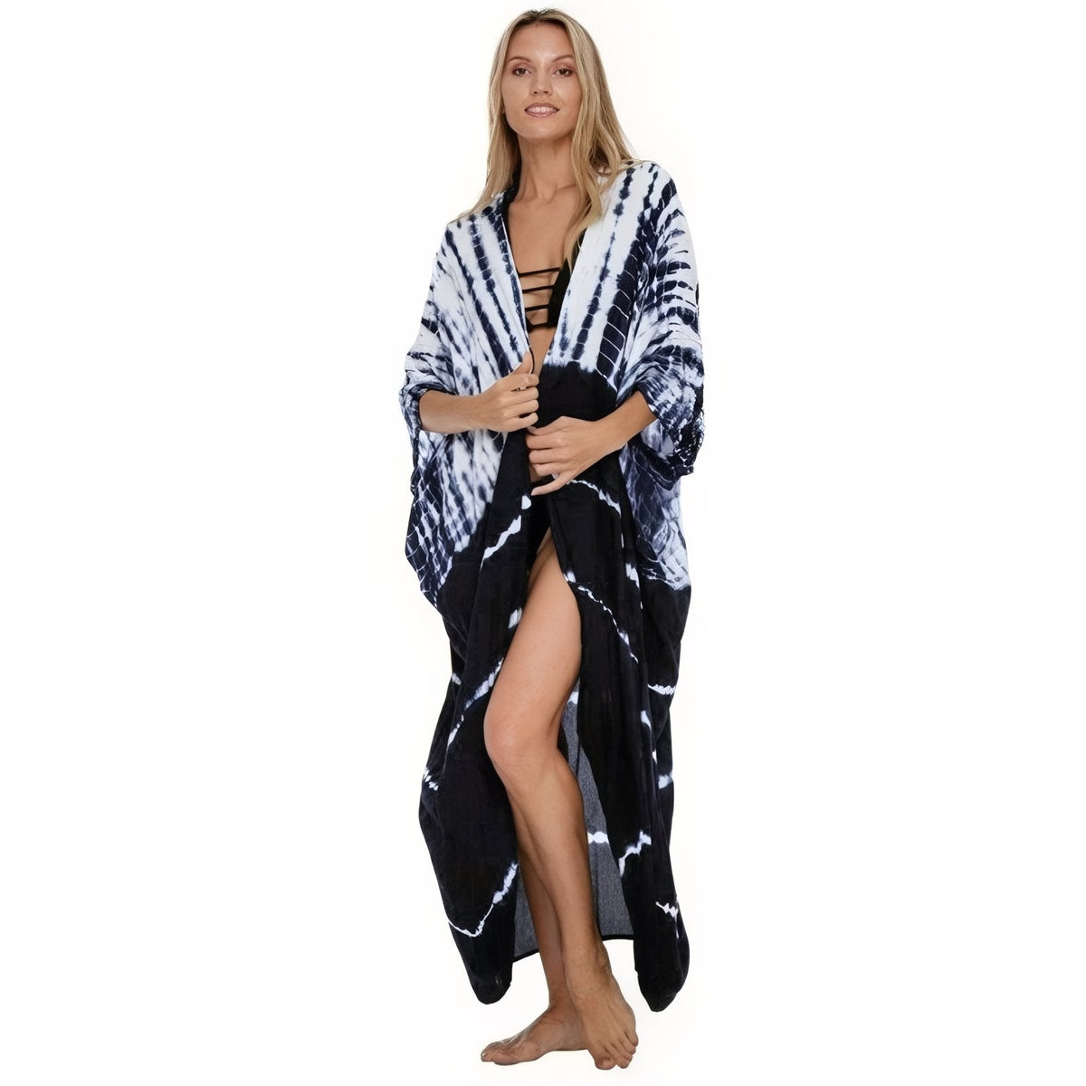 Kimono tie and dye à manches chauve-souris