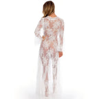 Kimono transparent façon cardigan effet broderie