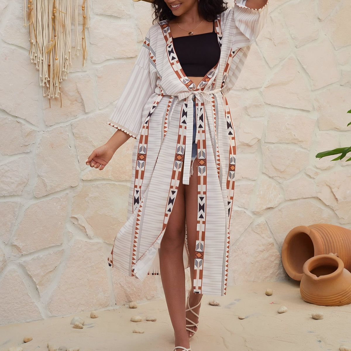 Kimono vintage de style ethnique pour la plage