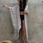 Long kimono au graphisme imprimé pour la plage