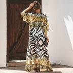 Long kimono léopard et zèbre pour la plage