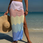 Longue jupe fendue en crochet pour la plage