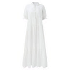 Longue robe de plage blanche à dentelles brodées style bohème