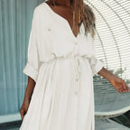 Longue robe de plage style chemisier