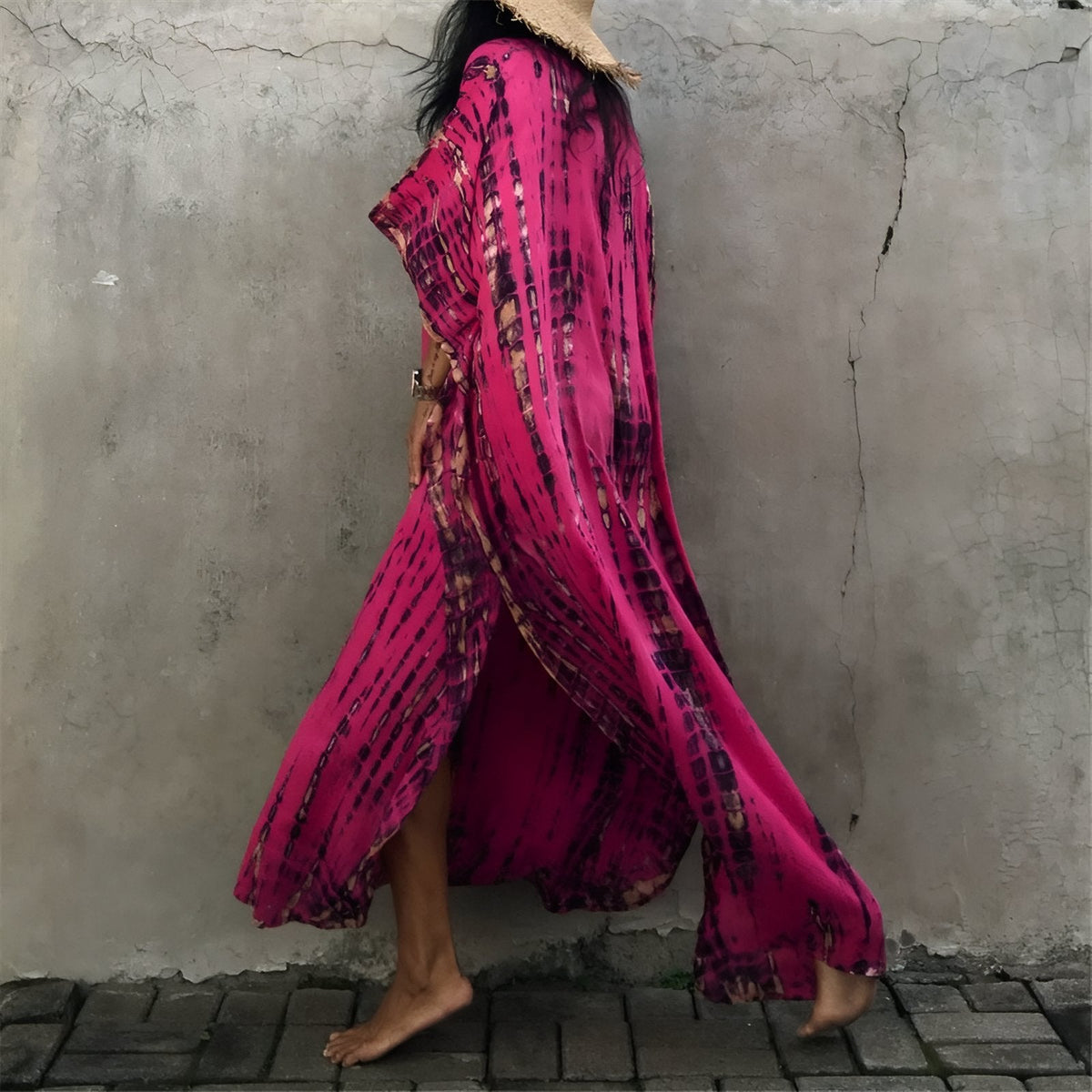 Longue robe effet tie and dye