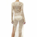 Longue robe paréo transparente en tricot