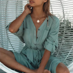 Longue robe pour la plage façon chemisier