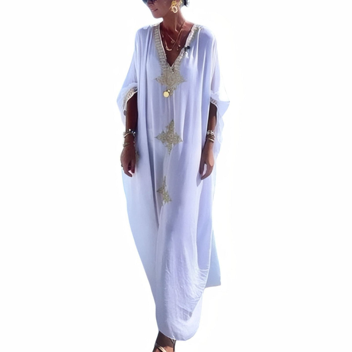 Longue tenue de plage avec broderie ethnique