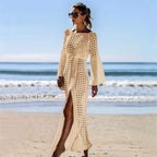 Maxi robe crochetée ajourée de plage