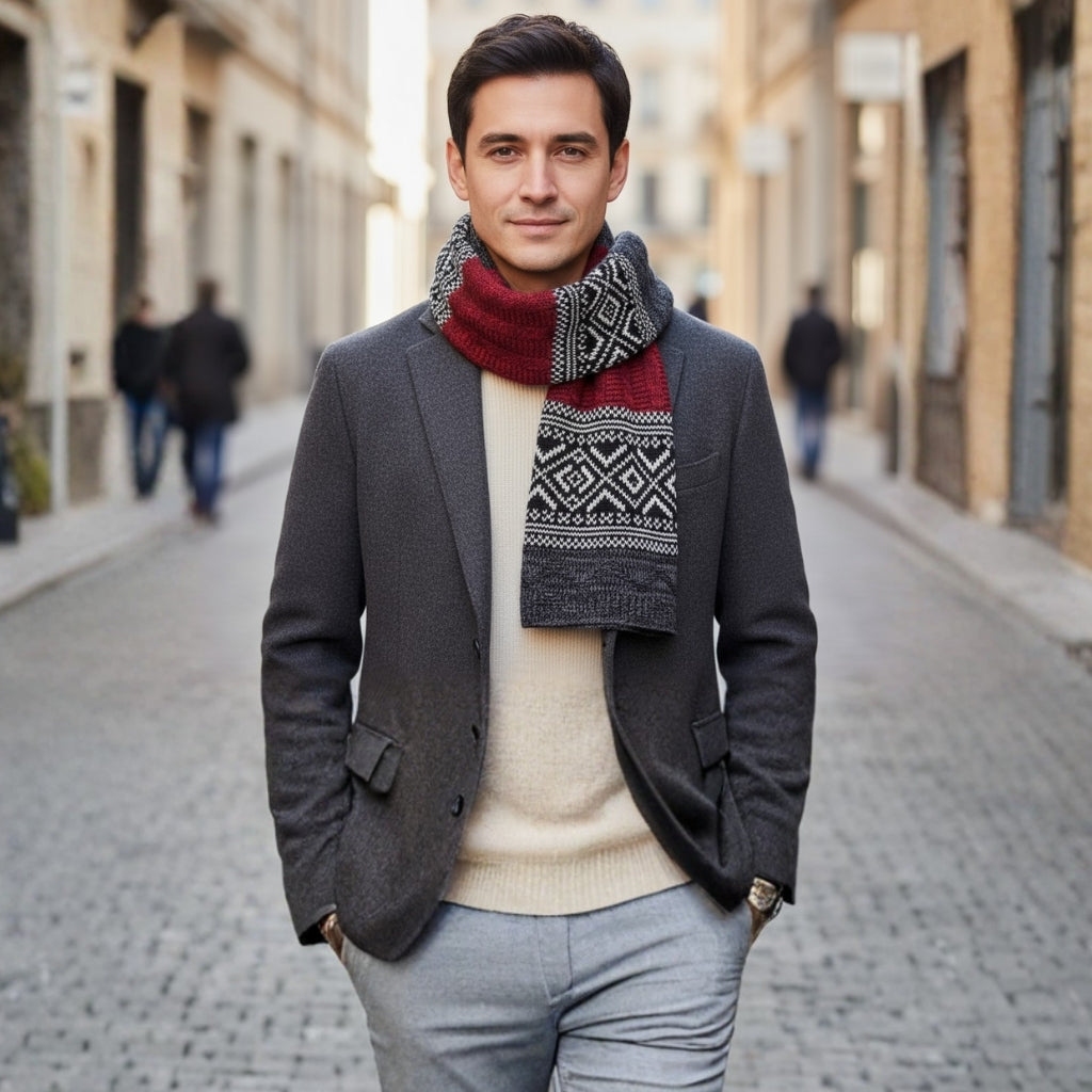 Modèle homme écharpe motif jacquard
