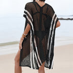 Paréo crochet de plage au motif rayé