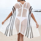 Paréo crocheté à rayures de plage