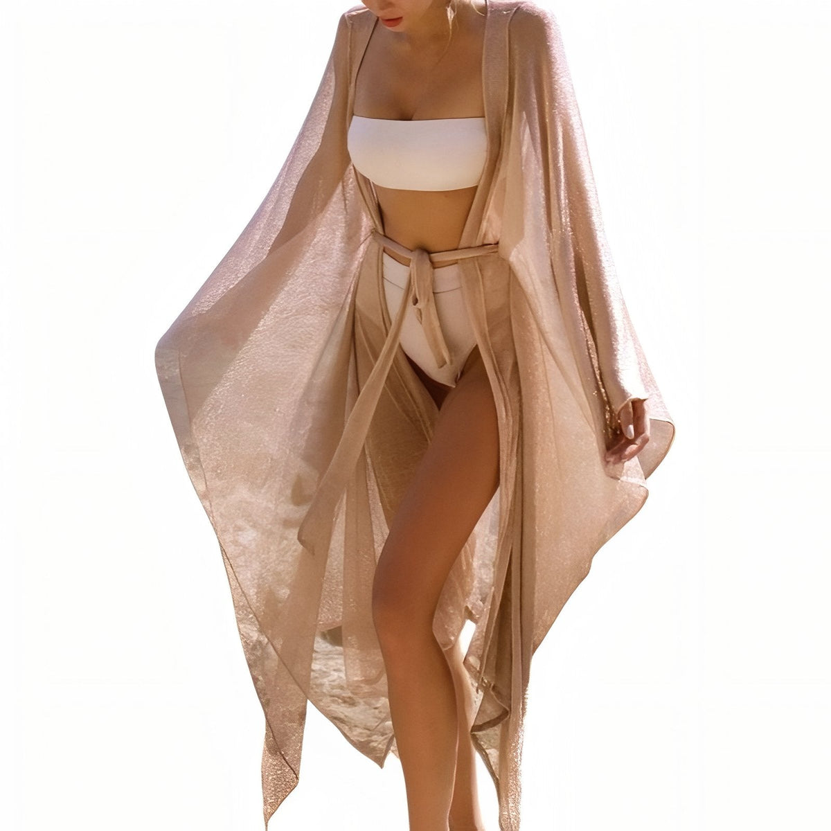 Paréo de plage long façon kimono