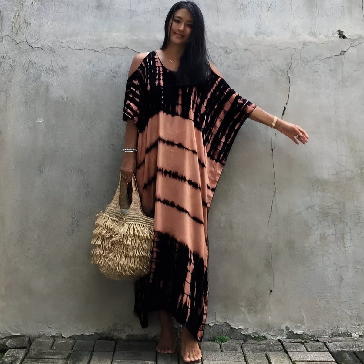 Paréo façon robe à motifs ethniques