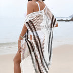 Paréo rayé en crochet pour la plage