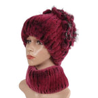 Parure bonnet écharpe en fourrure