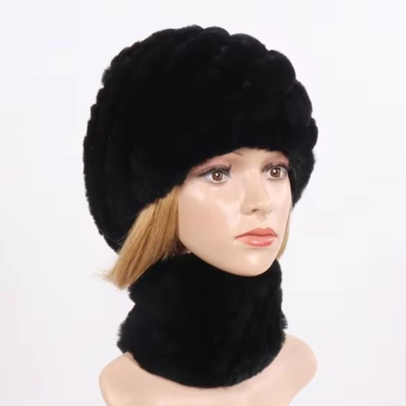 Parure féminine écharpe avec bonnet
